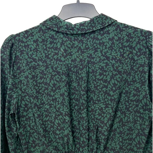 Madewell Long-Sleeve Mini Shirtdress In Floral Green Print Size 8 Womens Dress - Picture 11 of 16
